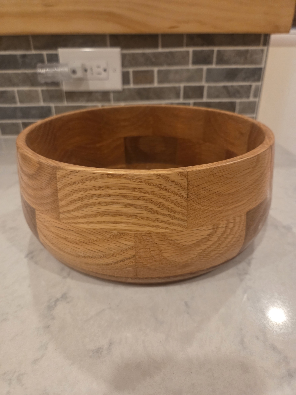 Solid Wood Serving Bowl - Natural Oak Finish